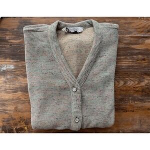 T3 Vintage Susan Thomas‎ Speckled Knit Cardigan Button Front Rhinestone Buttons